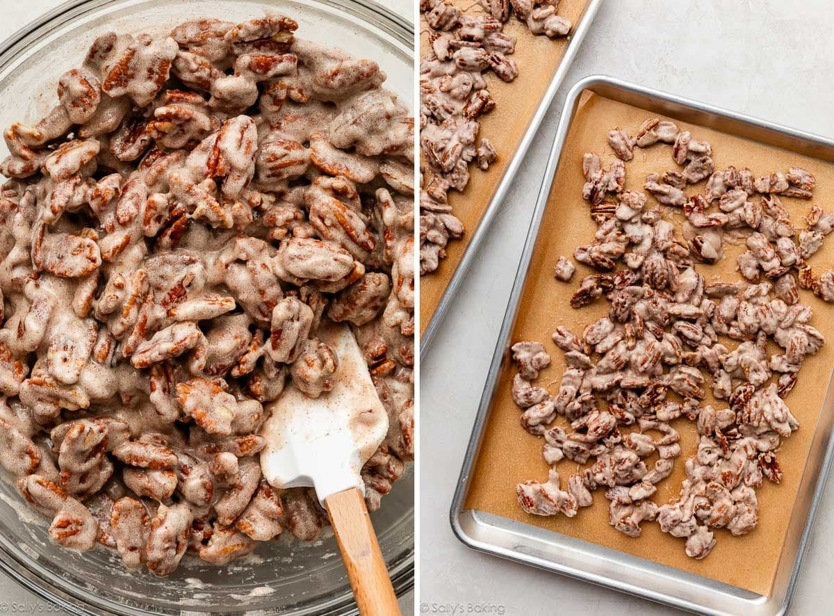 nuts coated in egg white sugar mixture.