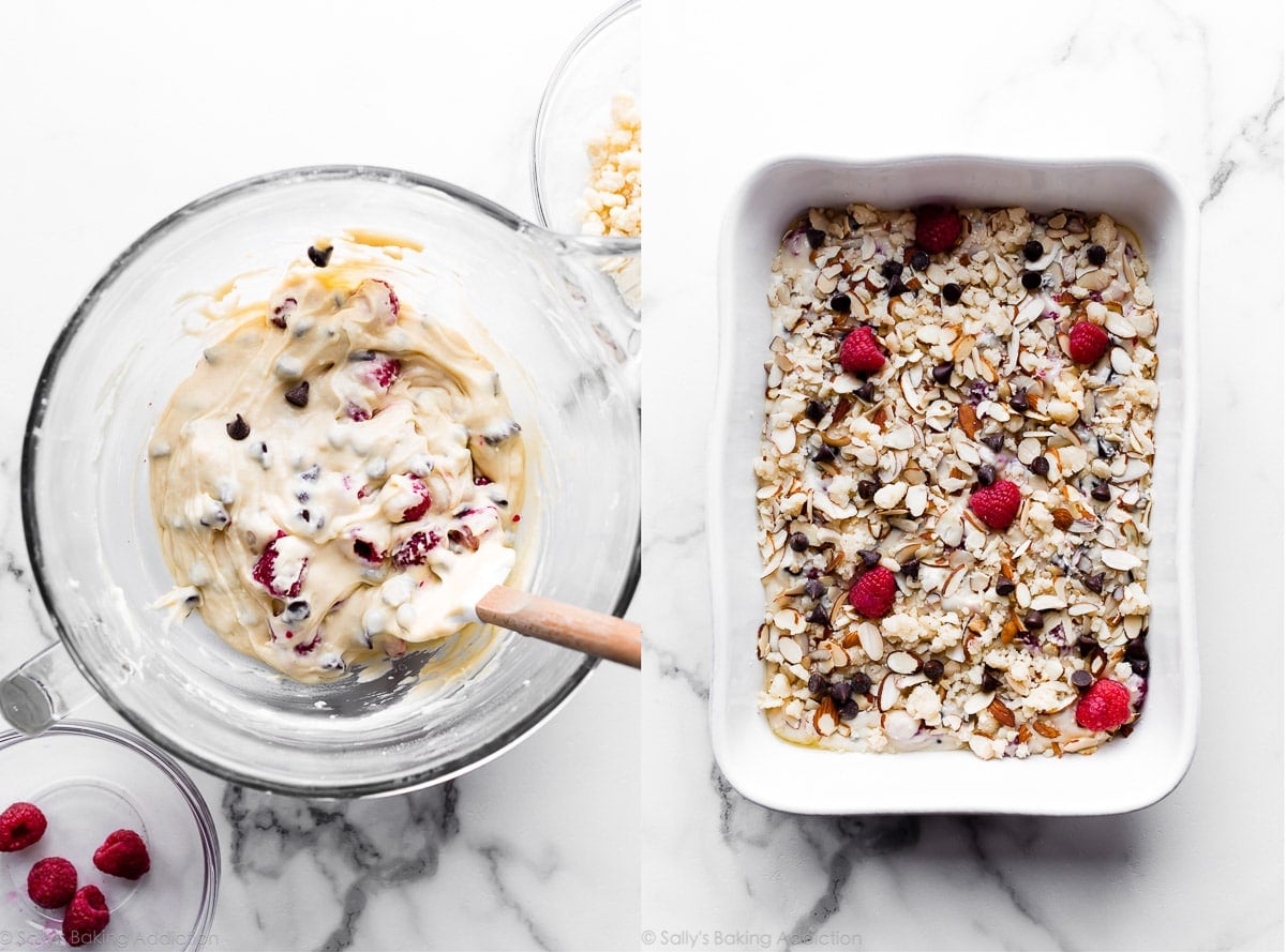 dark chocolate raspberry coffee cake batter