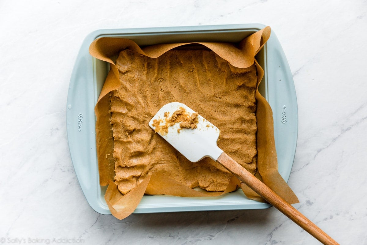 graham cracker dough pressed into baking pan
