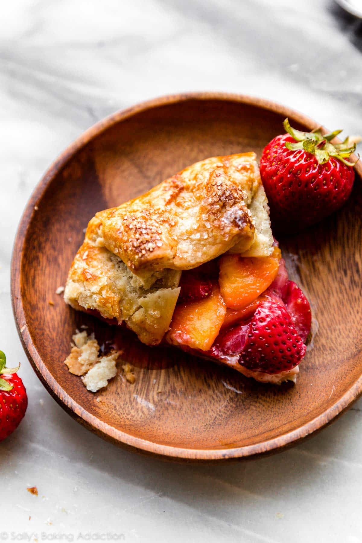 slice of strawberry peach galette