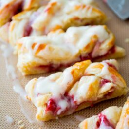 raspberry danish pastry braid with icing