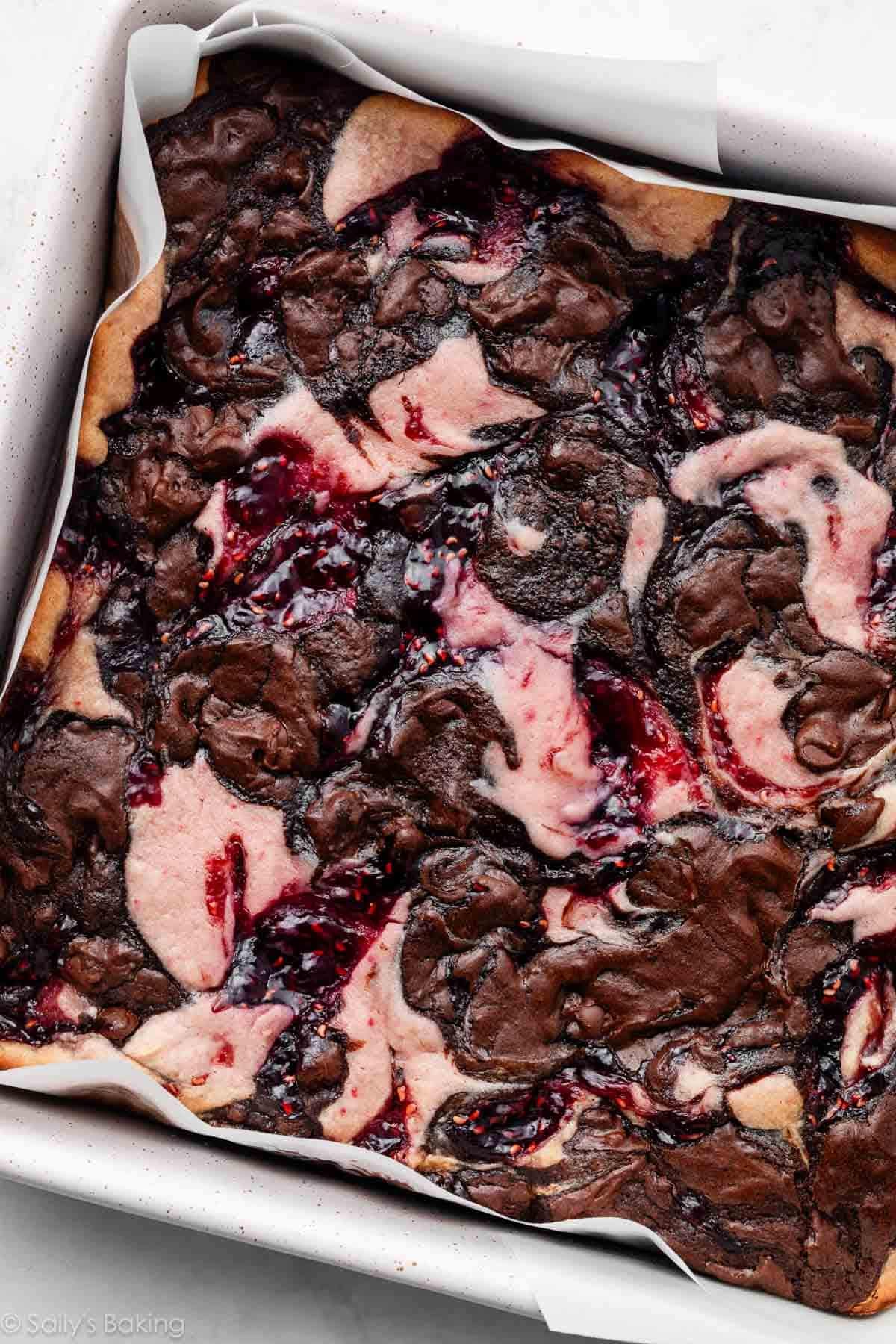 raspberry cheesecake and jam swirled brownies.