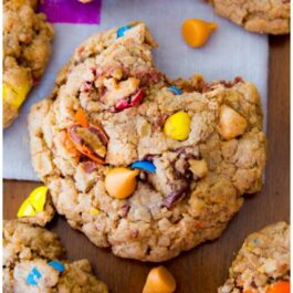 3 images of loaded oatmeal cookies