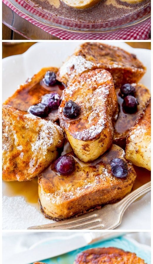 3 images of mini french toast bites