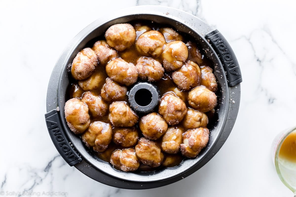 monkey bread dough in bundt pan