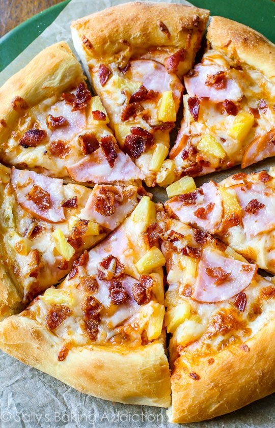 sliced Hawaiian pizza