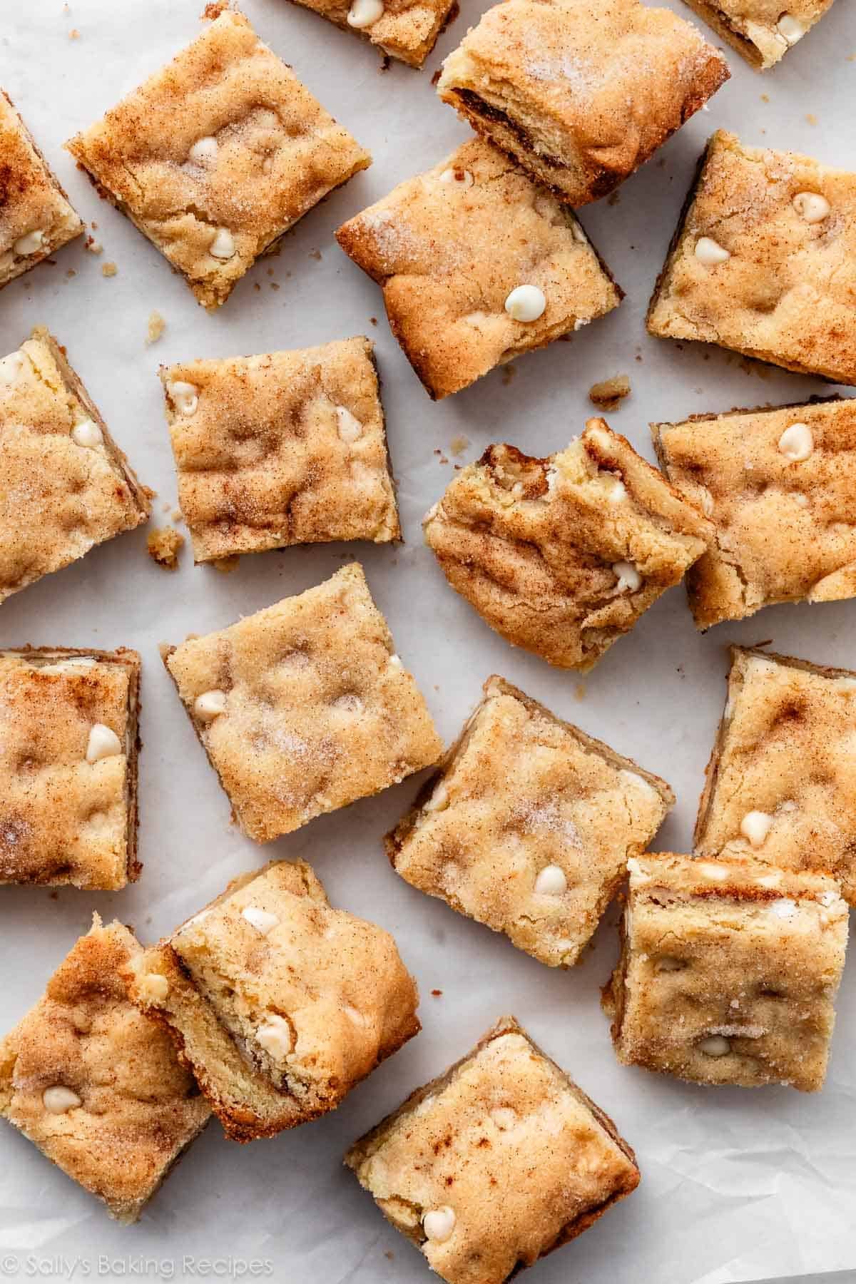 overhead photo of snickerdoodle blondie bar squares.