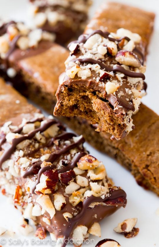 mocha chip biscotti with a bite taken out of it