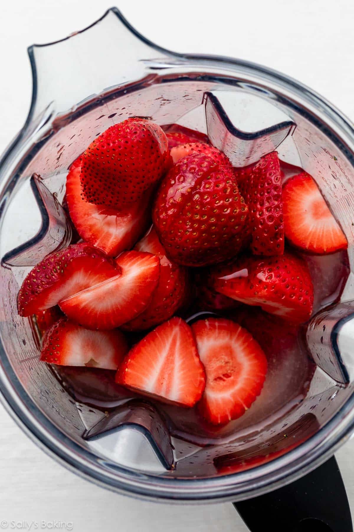 strawberries in blender.