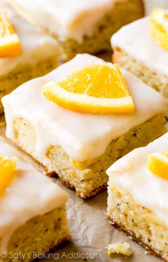 glazed orange poppy seed bars