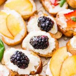 goat cheese, honey, and fruit crostini