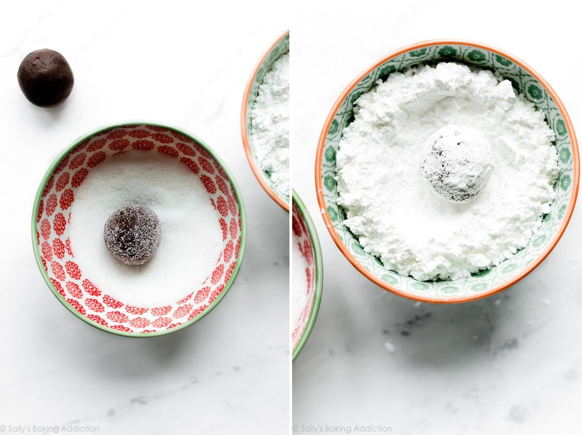 chocolate cookie dough rolled in sugar