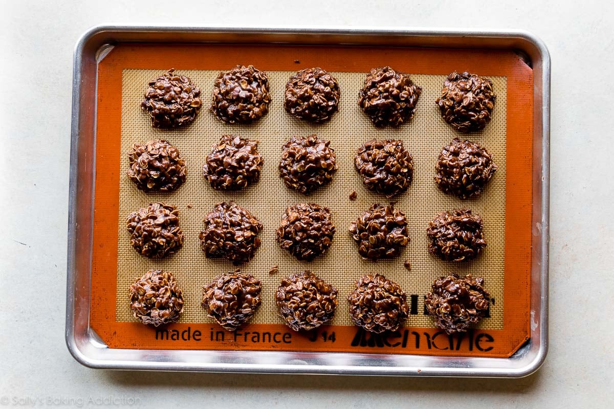 no bake cookies on baking sheet