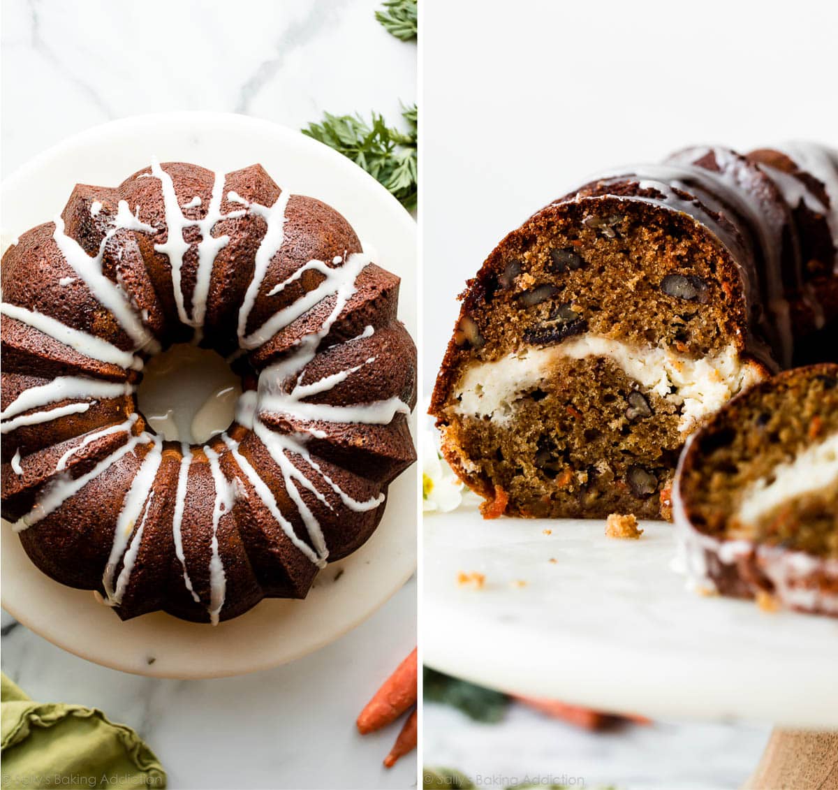 carrot cake Bundt cake with cheesecake swirl