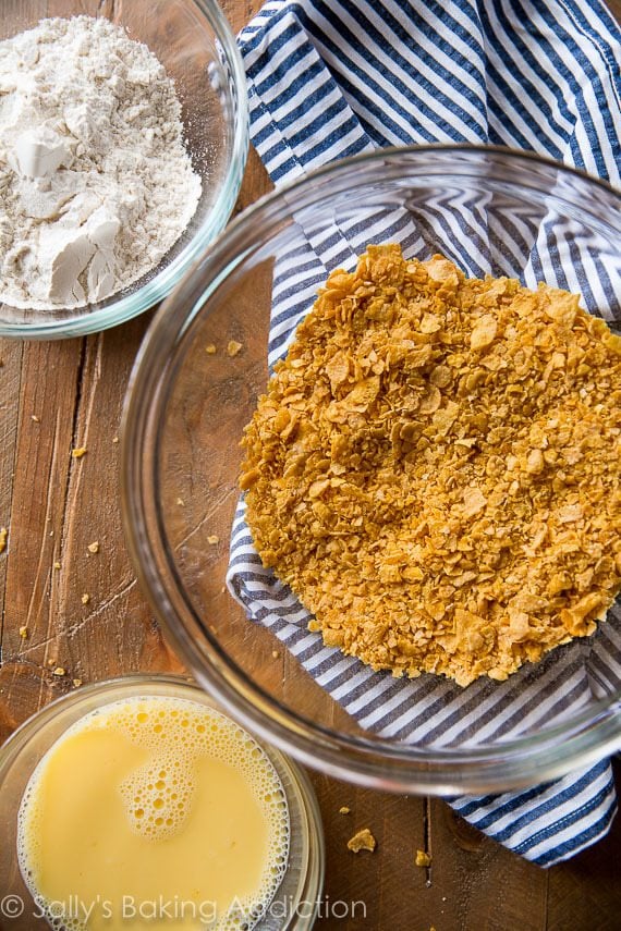 coating ingredients in glass bowls
