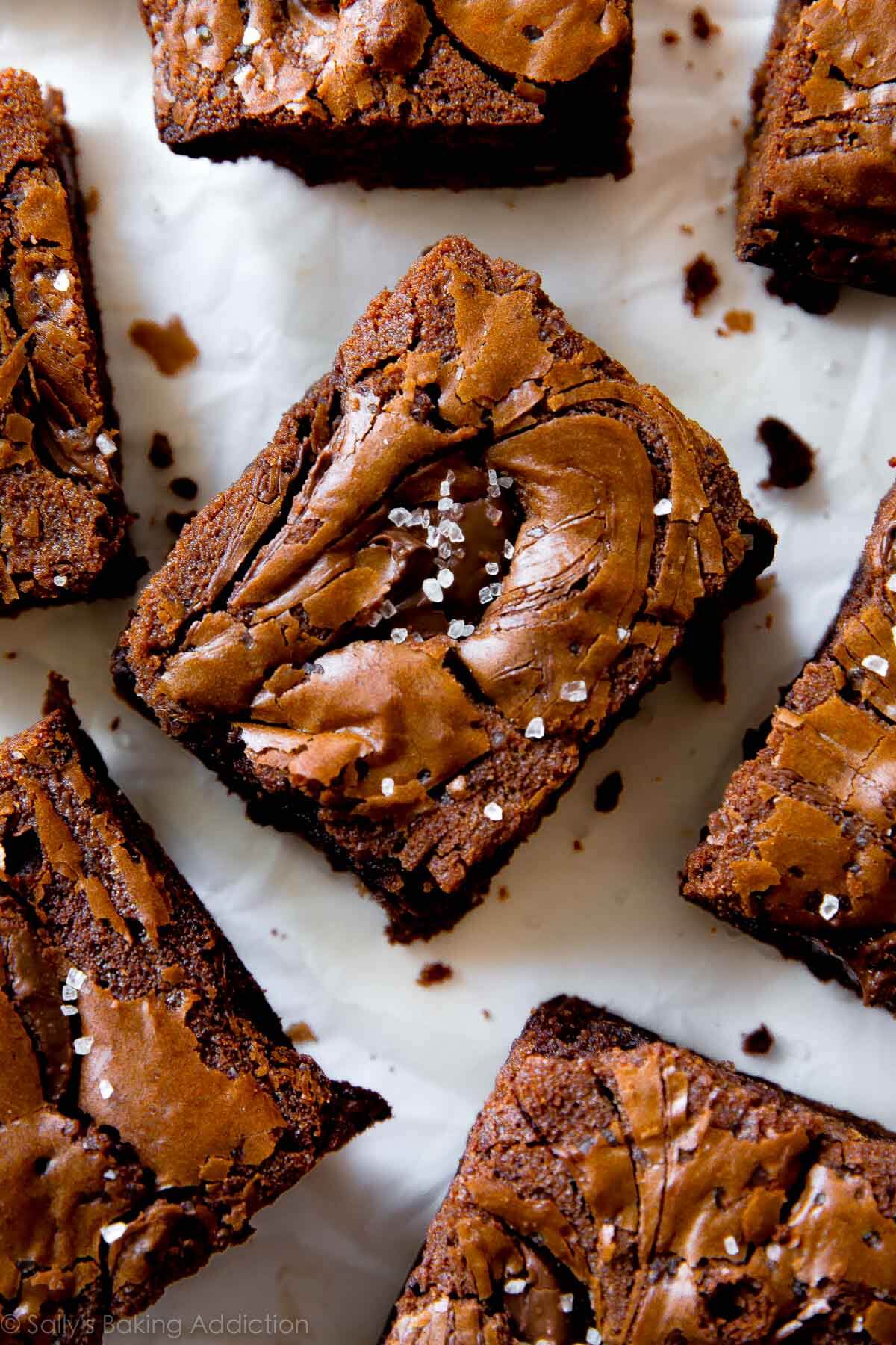 Nutella brownies cut into squares