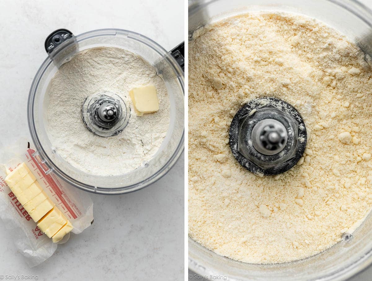 butter and dry ingredients in food processor.