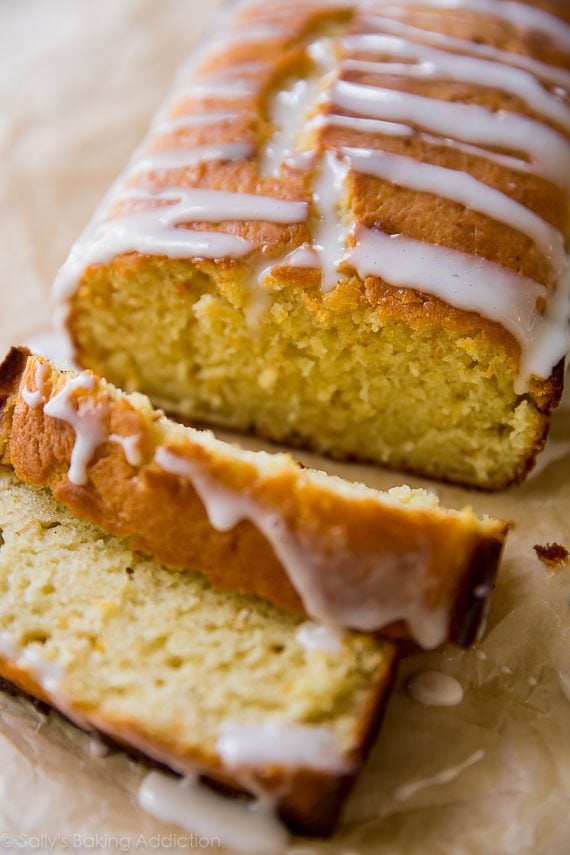 grapefruit Greek yogurt loaf cake with a few slices