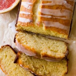 overhead image of grapefruit Greek yogurt cake