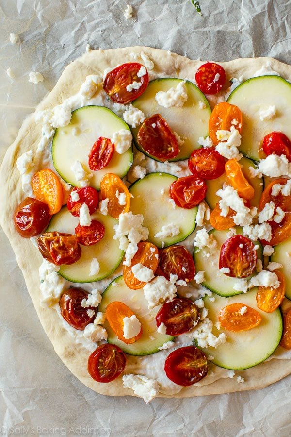 zucchini ricotta flatbread before baking