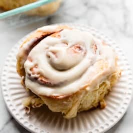 copycat Cinnabon cinnamon roll on plate