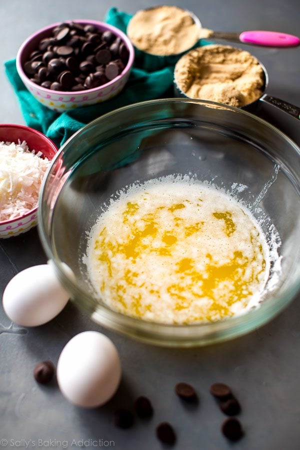 ingredients for dark chocolate coconut blondies