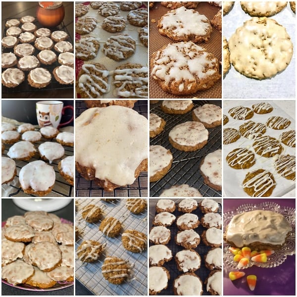 collage of photos showing brown butter pumpkin oatmeal cookies made by readers