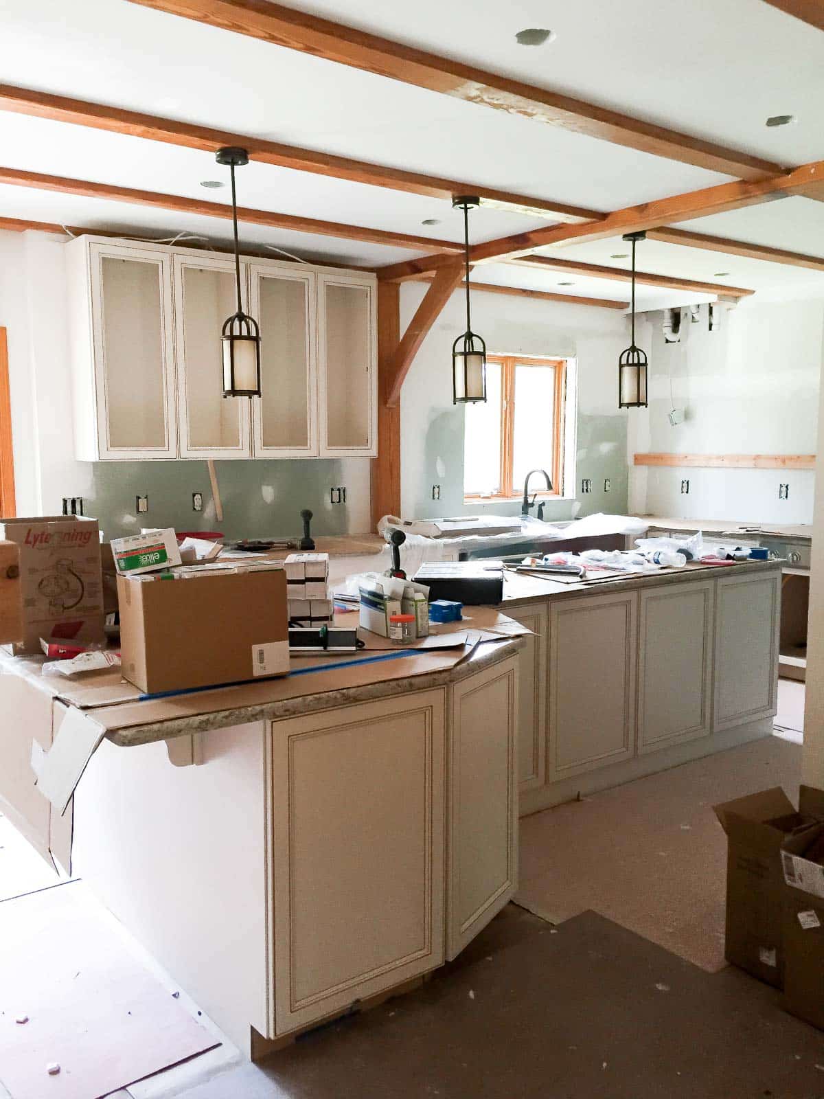 kitchen remodel with new cabinets and island