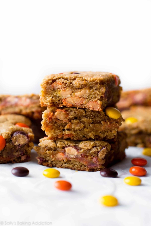 stack of peanut butter blondies