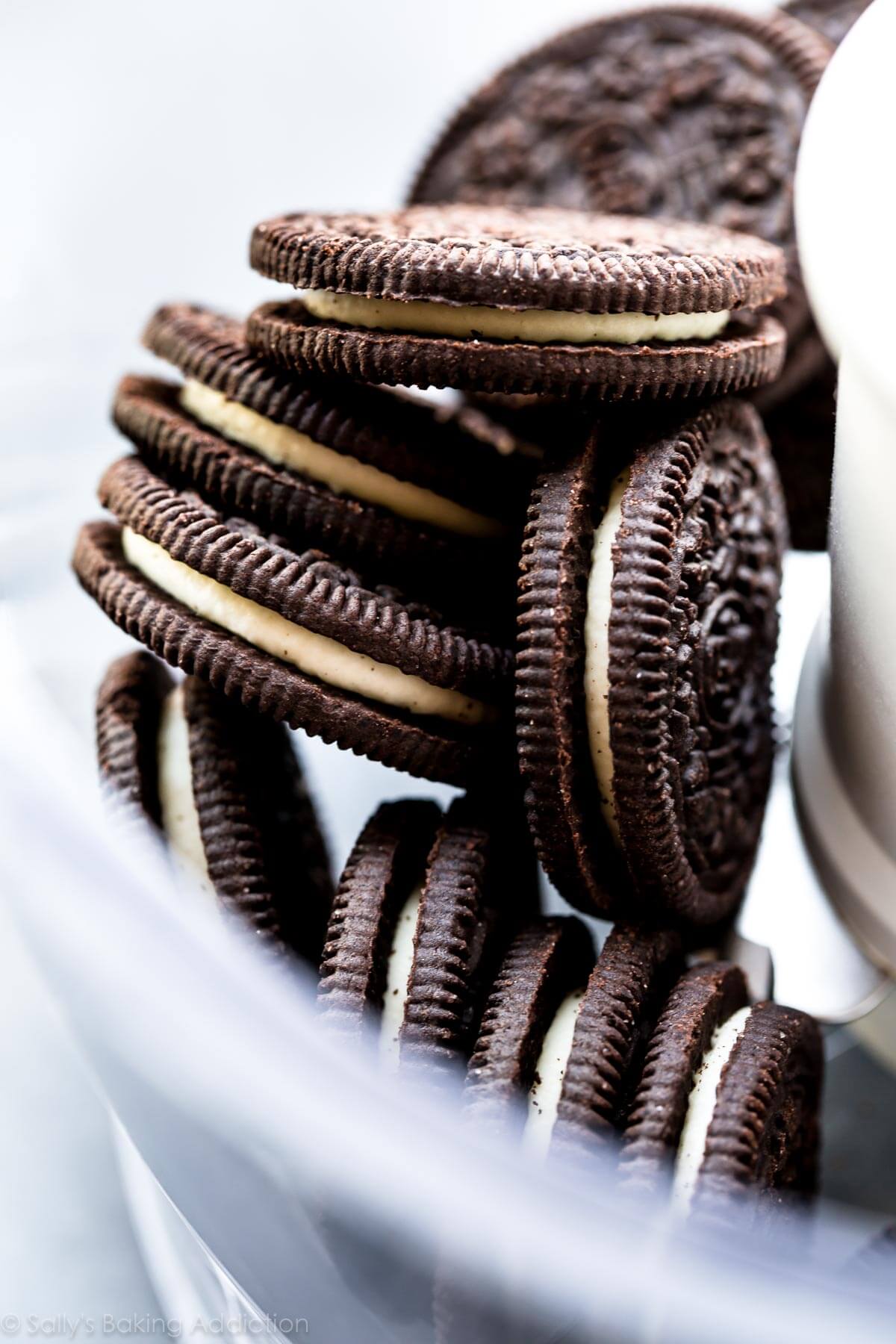 Oreo cookies in a food processor