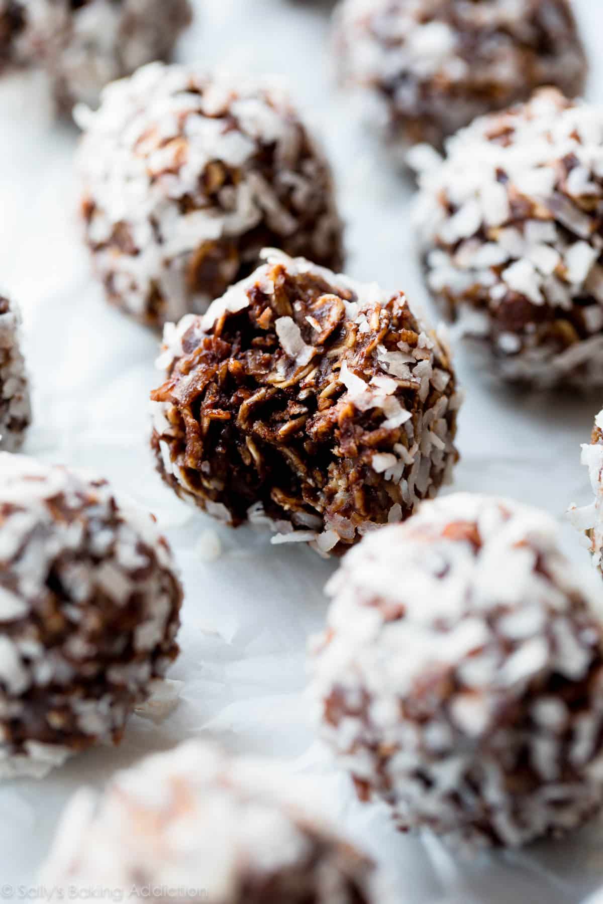 no-bake chocolate coconut snowballs