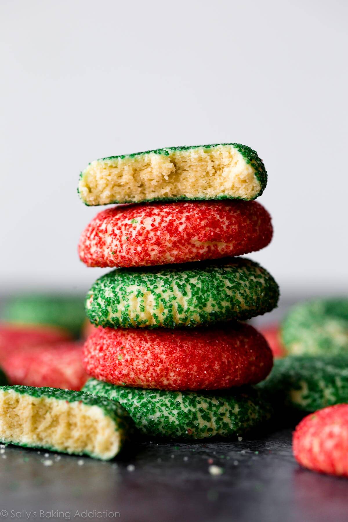 stack of Christmas sprinkle sugar cookies