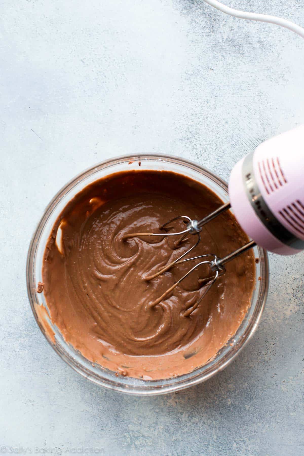 Nutella glaze in a glass bowl