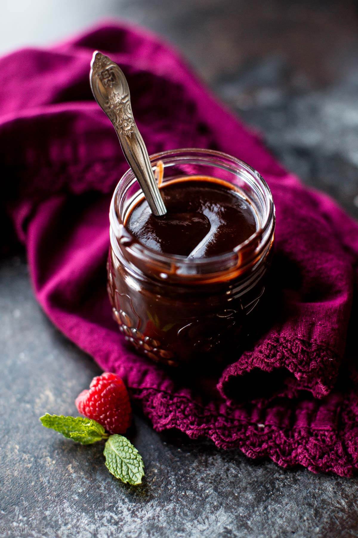 red wine chocolate ganache in a glass jar