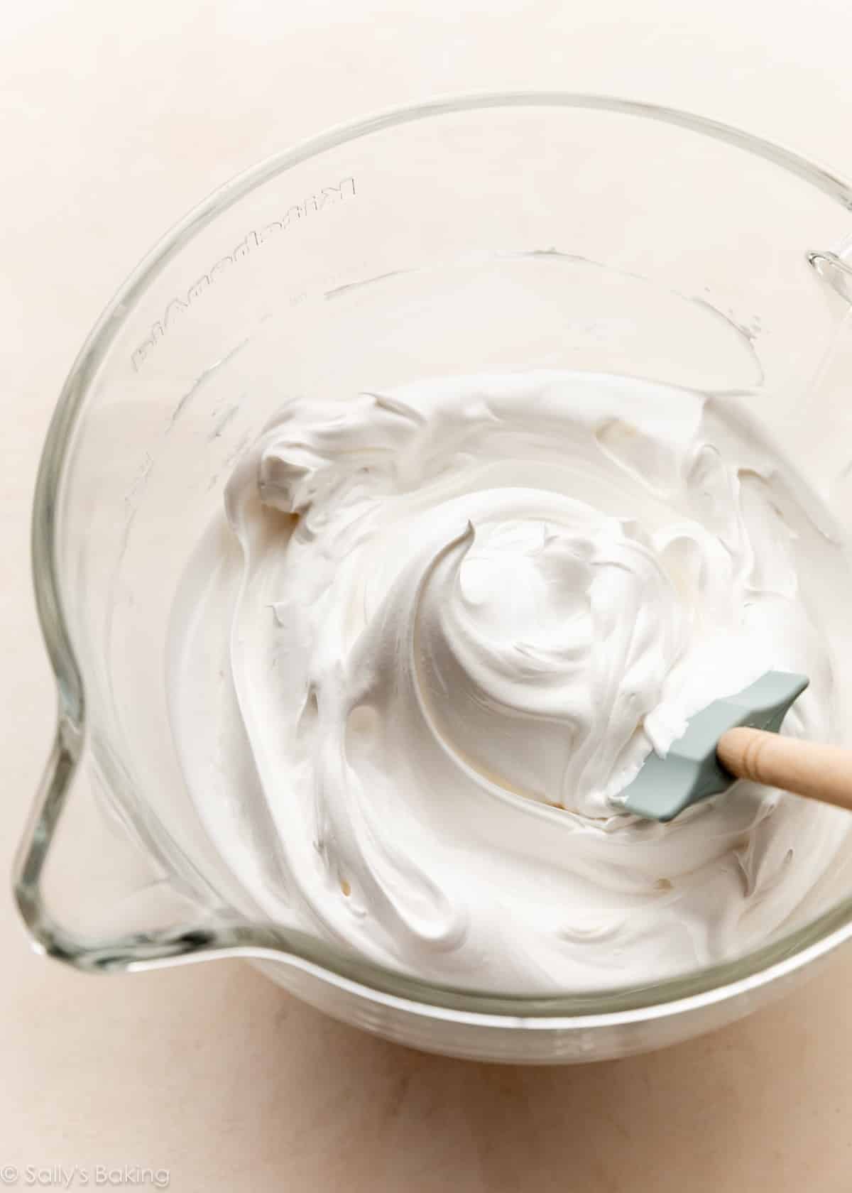 marshmallow meringue in glass bowl.