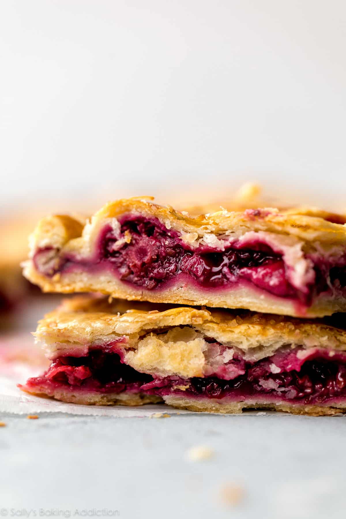 2 slices of mixed berry slab pie