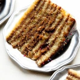 slices of Smith Island Cake on silver plates