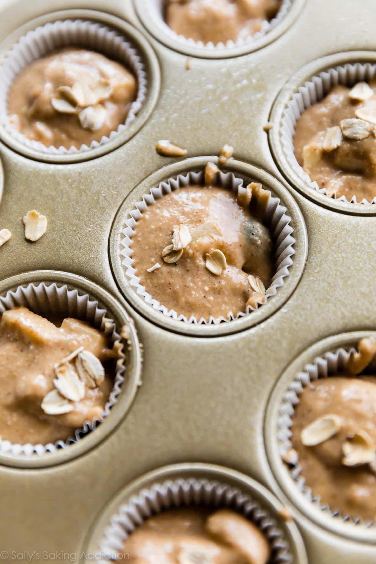 muffin batter in a mini muffin pan