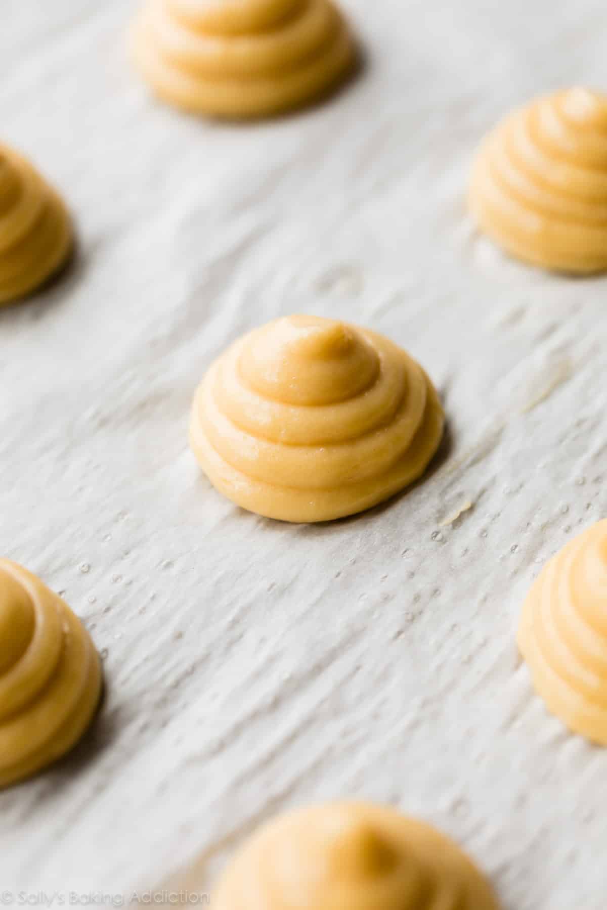 choux pastry before baking