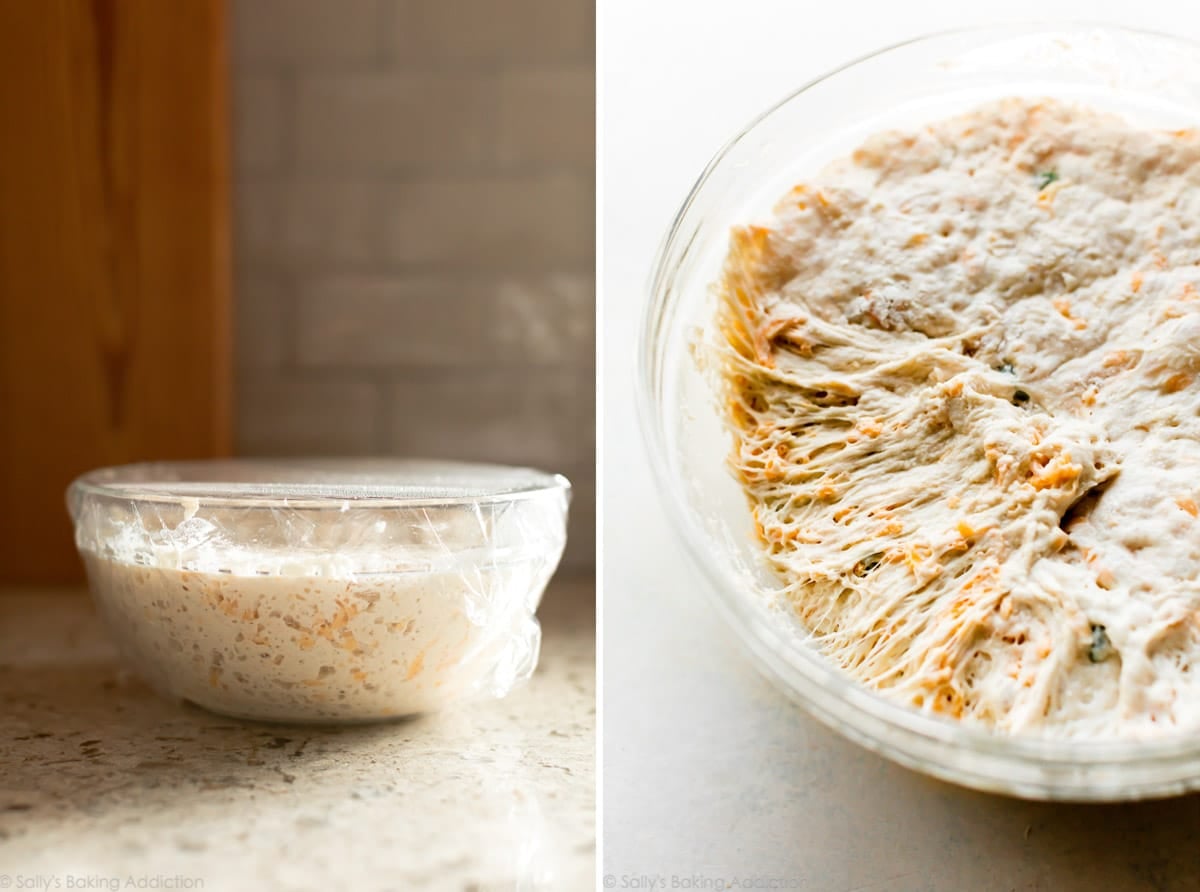 2 images of rising dough