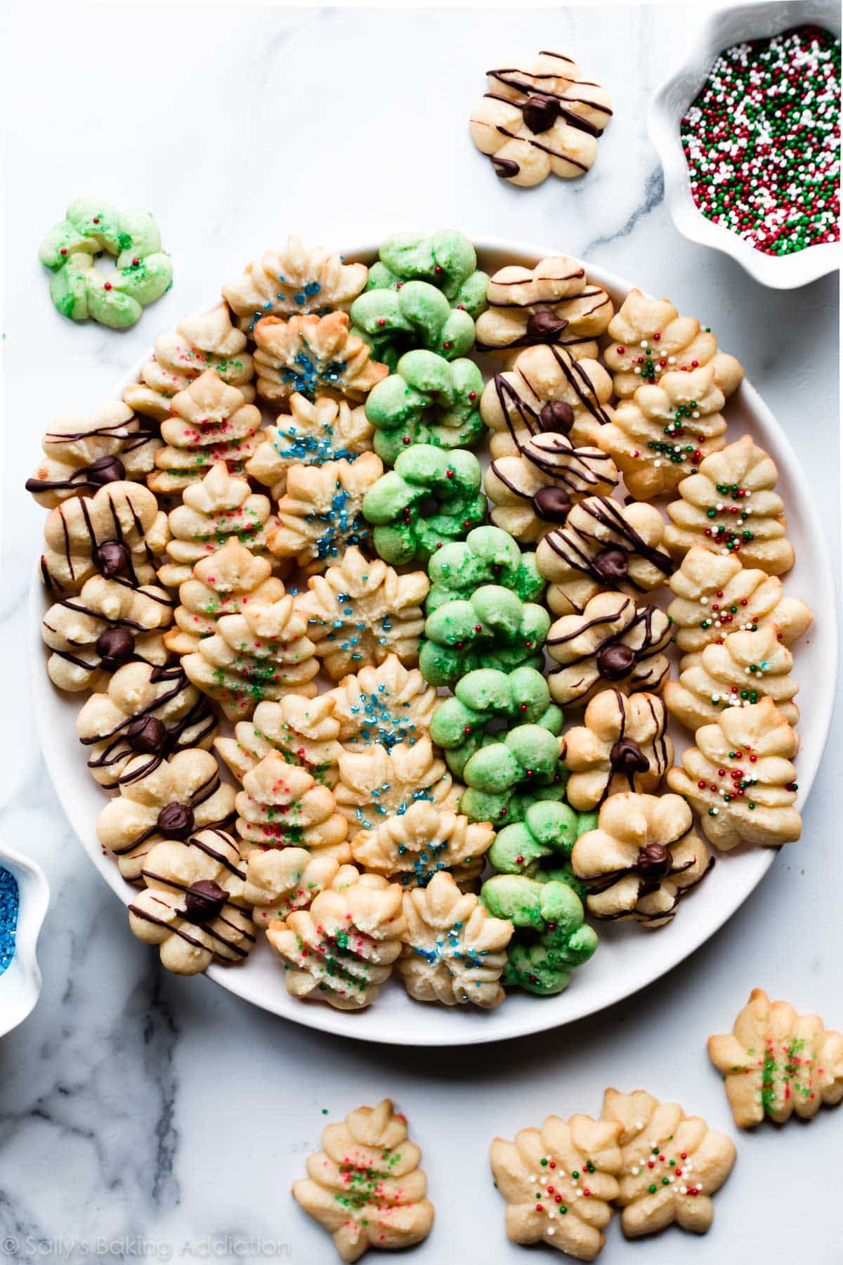 Butter spritz cookies on a plate