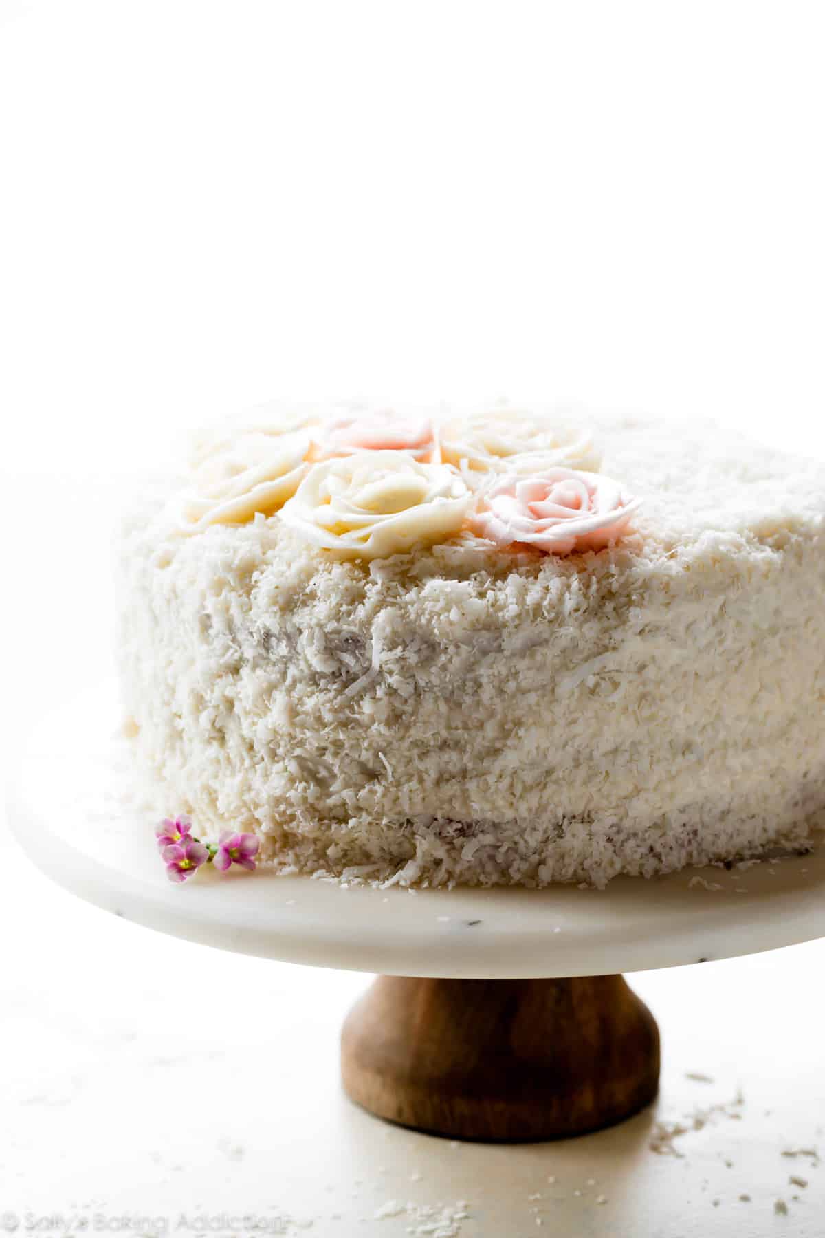 Coconut cake on cake stand