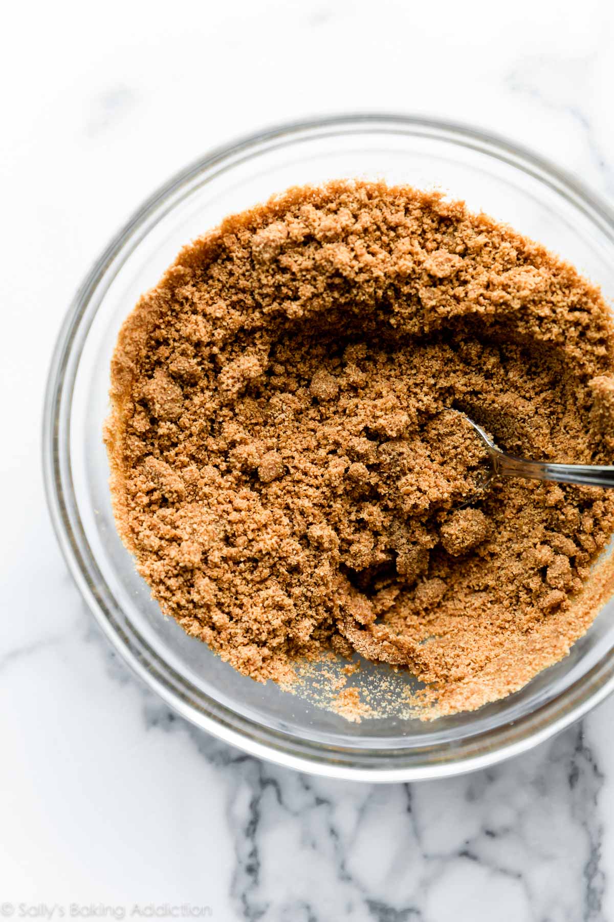 graham cracker crust crumbs in a glass bowl