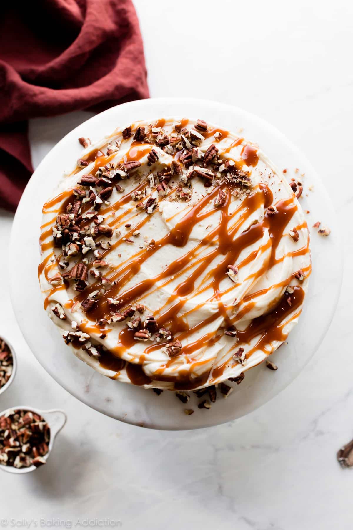 burnt sugar cake with salted caramel drizzled on top