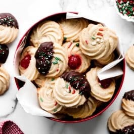 homemade butter cookies in cookie tin