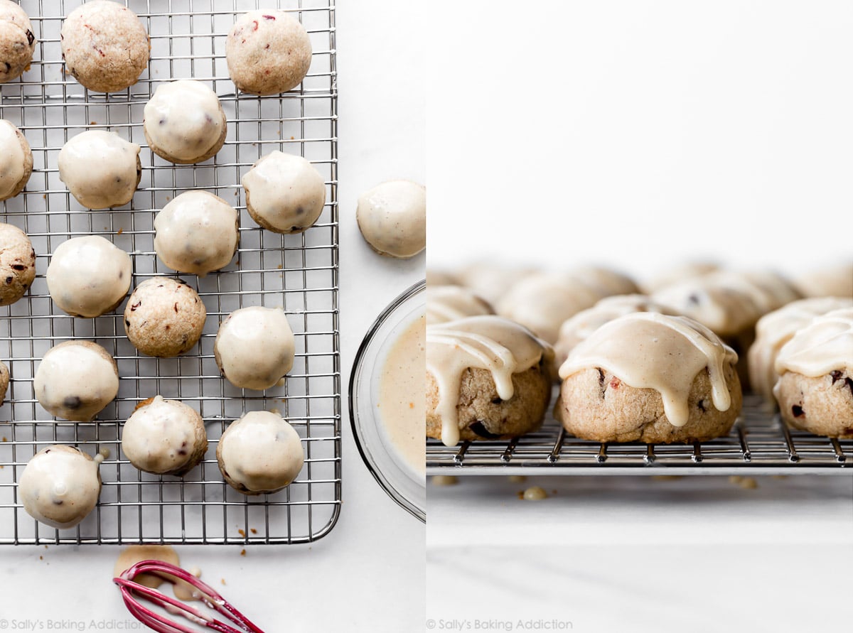 cranberry cookies with eggnog icing
