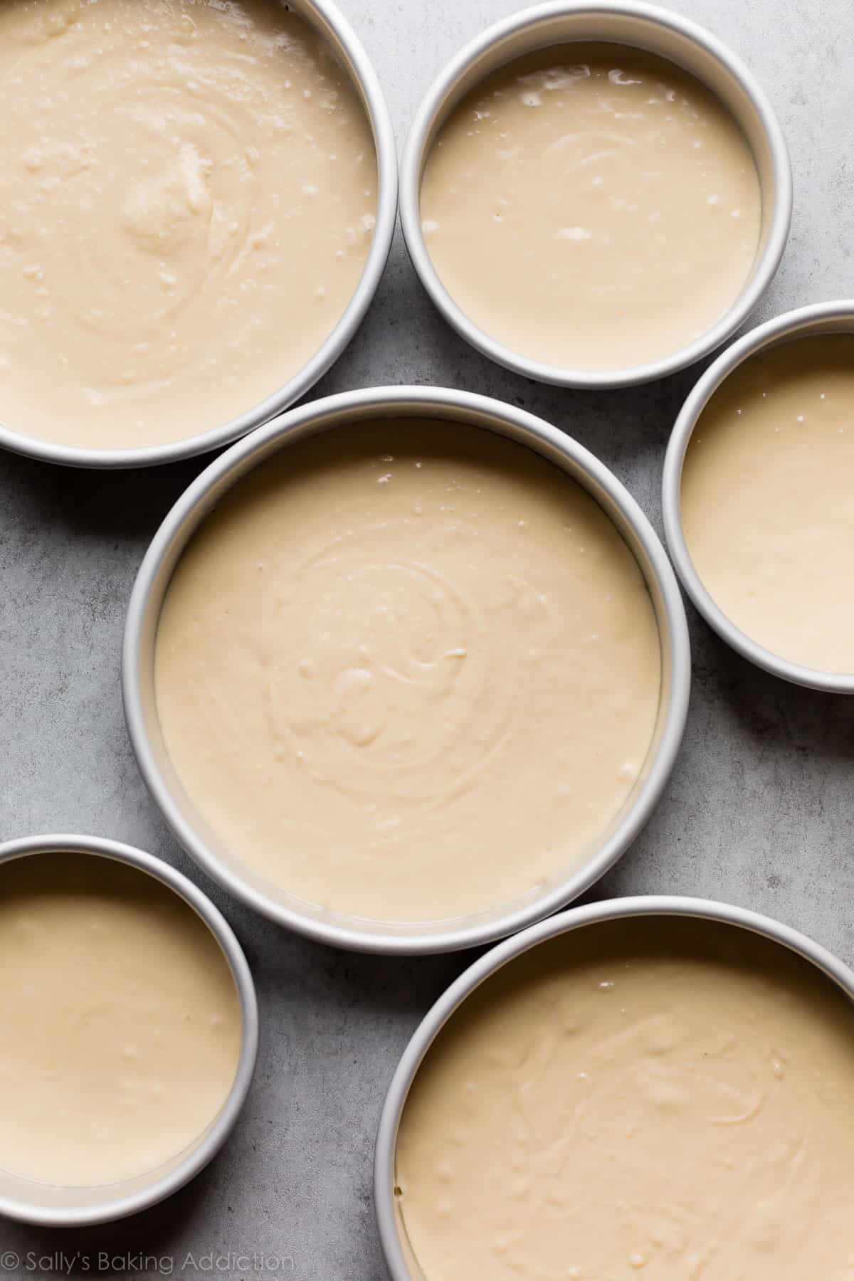 cake pans with cake batter