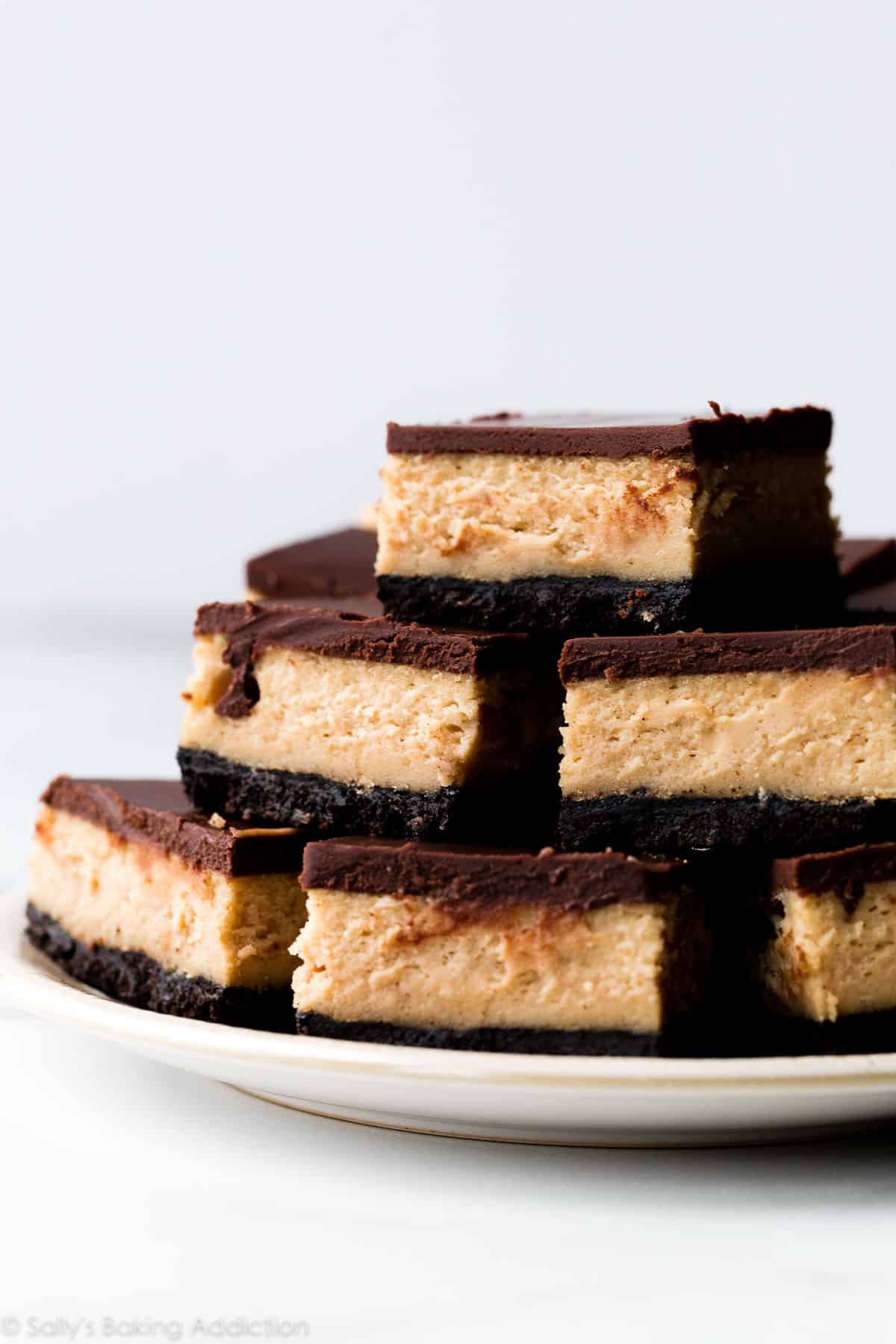 peanut butter cheesecake bars with chocolate ganache