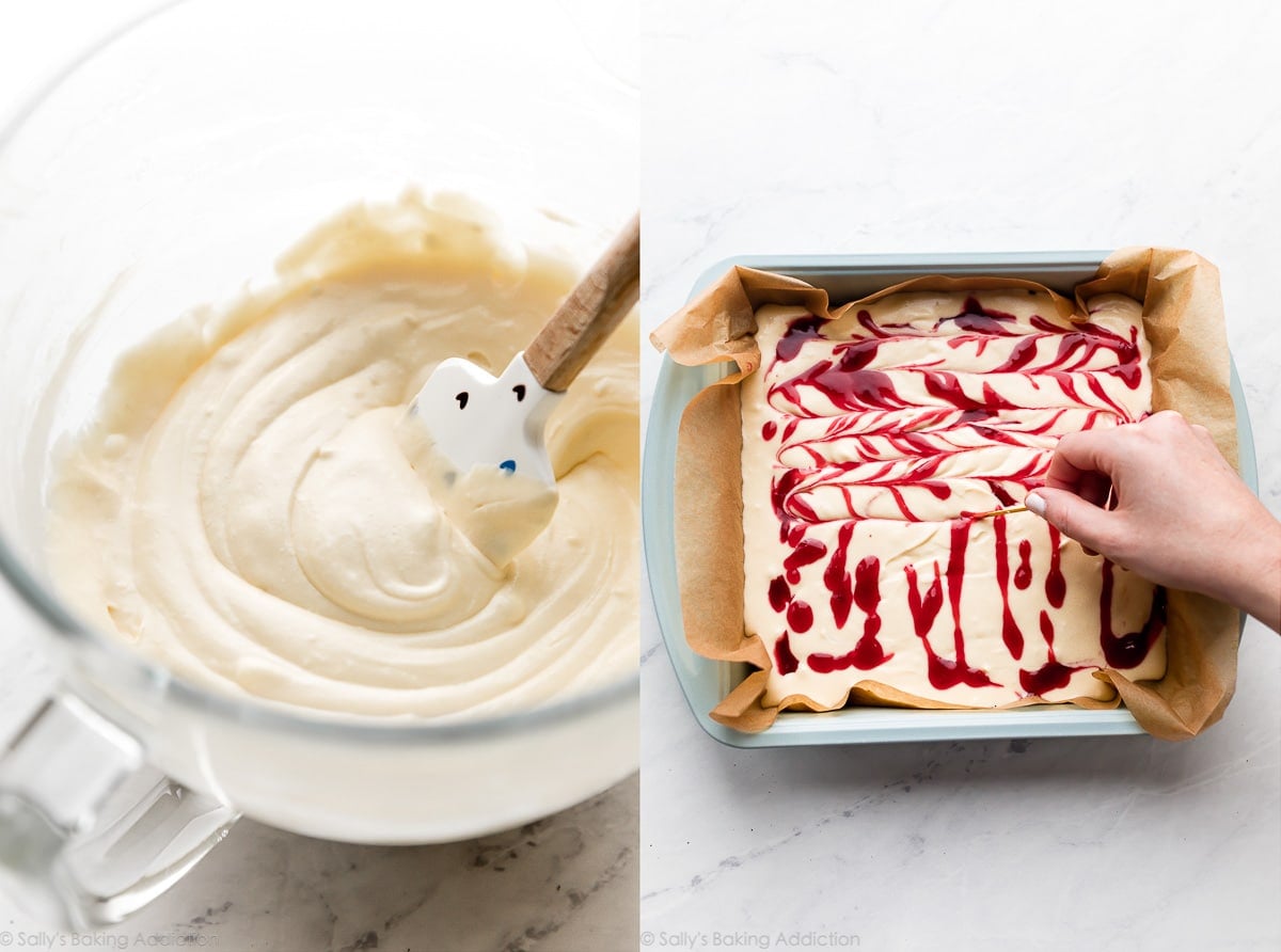 white chocolate cheesecake bars batter