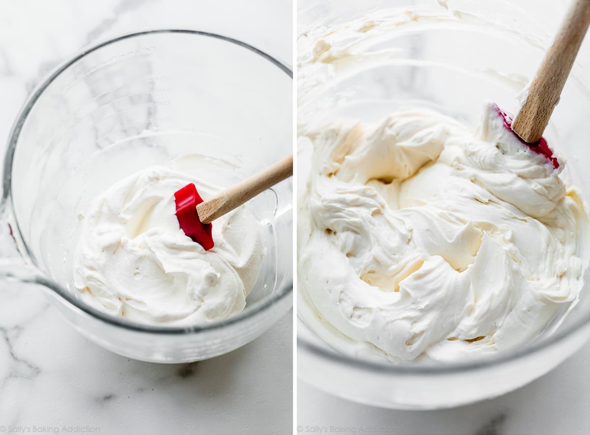 no bake cheesecake filling in glass bowls